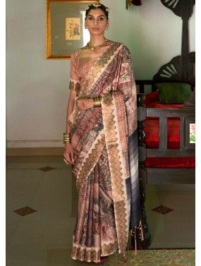 Multicolor Banarasi Silk Saree In Woven Work