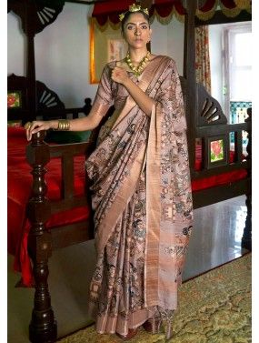 Multicolor Zari Woven Banarasi Silk Saree & Blouse