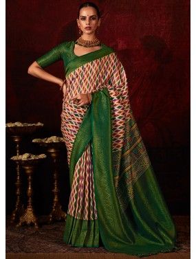 Multicolor Art Silk Saree In Digital Print