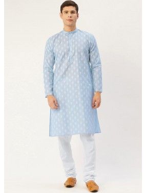 Readymade Turquoise Color Cotton Kurta Pajama