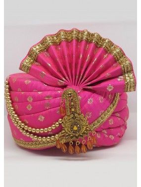 Pink Readymade Embellished Art Silk Safa