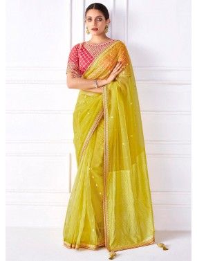Kajal Aggarwal Yellow Saree With Embroidered Details 4774SR11