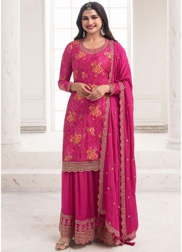 Prachi Desai Pink Sharara Suit In Digital Floral Print