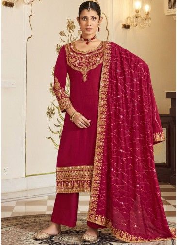 Pink Embroidered Pant Suit & Dupatta