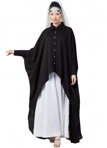 Readymade Black Shirt Style Kaftan With Abaya