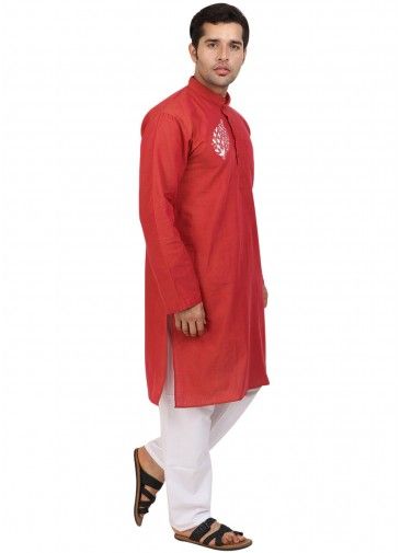 Red Embroidered Kurta Pajama 