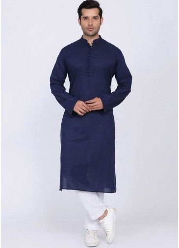 Navy Blue Kurta Pajama For Men