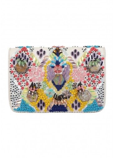 Multicolor Silk Embroidered Clutch Bag