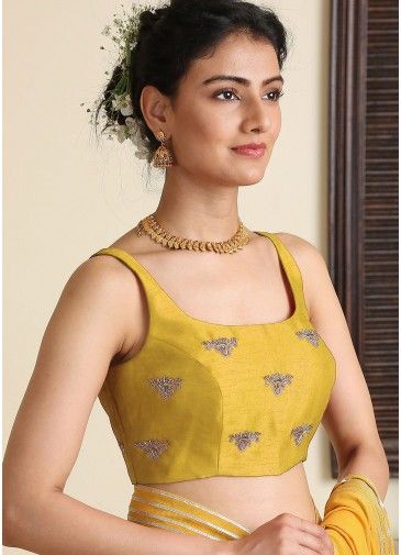 Yellow Embroidered Dupion Silk Blouse