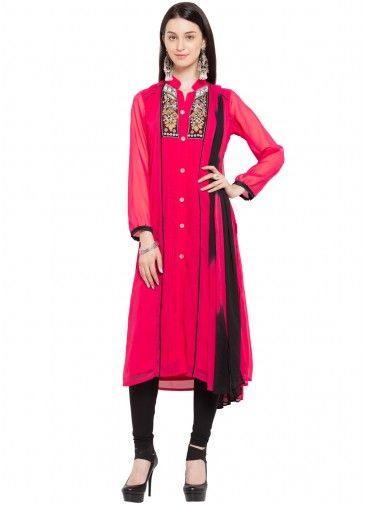 Pink Readymade Georgette Suit