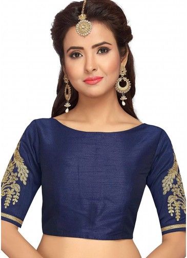 Blue Readymade Blouse With Heavy Sleeves