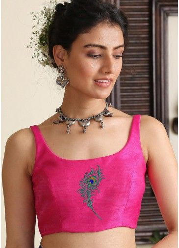 Readymade Pink Thread Embroidered Blouse