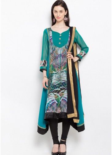 Teal Green Readymade Georgette Suit