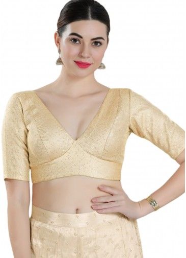 Golden Color Art Silk Saree Blouse 