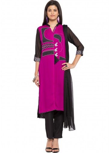 Readymade Purple High-Low Faux Georgette Suit