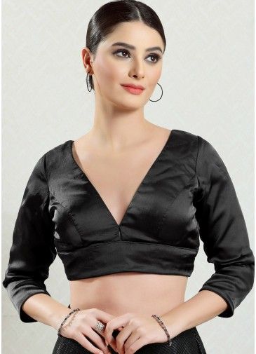 Black Color Silk Saree Blouse 