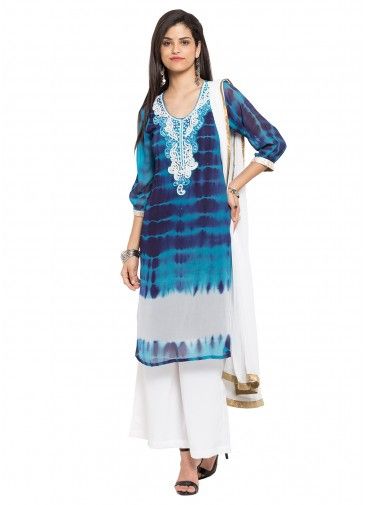 Readymade Blue Georgette Kameez with Palazzo