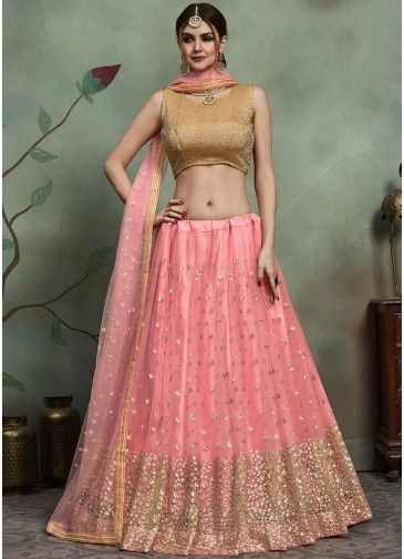 Pink Sequins Embellished Lehenga Choli 