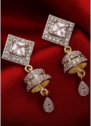American Diamond Studded Earrings in Silver