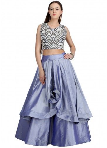 Readymade Blue Twin Layered Long Skirt Top Set