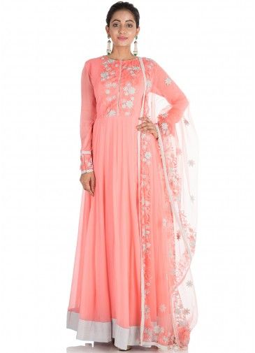 Embroidered Kameez With Palazzo In Coral Peach Salwar Kameez 2329SL07