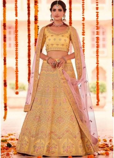 Yellow Gota Embellished Bridal Lehenga Choli In Organza