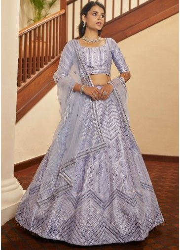 Sequins Embellished Art Silk Lehenga Choli In Blue
