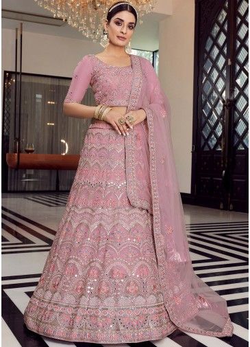 Pink Embroidered Lehenga Choli For Bridesmaid