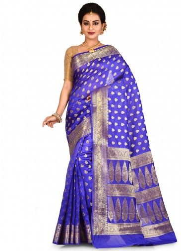 Blue Woven Pure Banarasi Silk Saree
