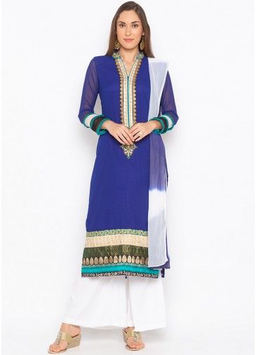 Readymade Blue Georgette Palazzo Suit