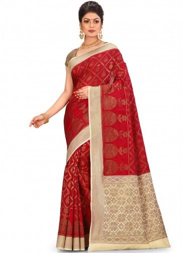 Red Woven Pure Banarasi Silk Bridal Saree