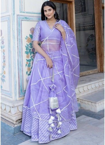 Purple Embroidered Cotton Silk Lehenga Choli