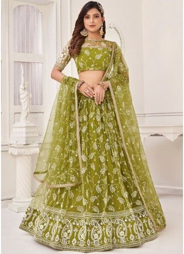 Buy Yellow Silk Embroidery Sequins Scallop Geometric Bridal Lehenga Set For  Women by Kaaisha by Shalini Online at Aza Fashions.