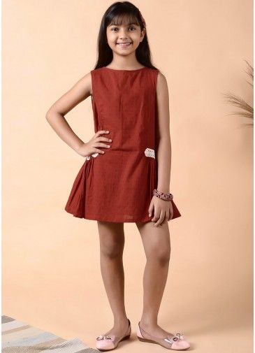Readymade Red Short Kids Dress In Cotton