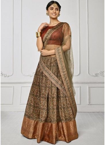 Subtle Brown Lehenga Choli for Women Ready to Wear, Jacquard With Weaving  Zari Work Lehenga Choli for Women Sangeet - Etsy