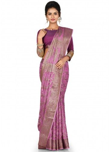 Woven Purple Festive Silk Saree
