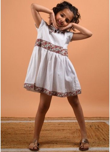 Readymade Kids White Floral Printed Dress
