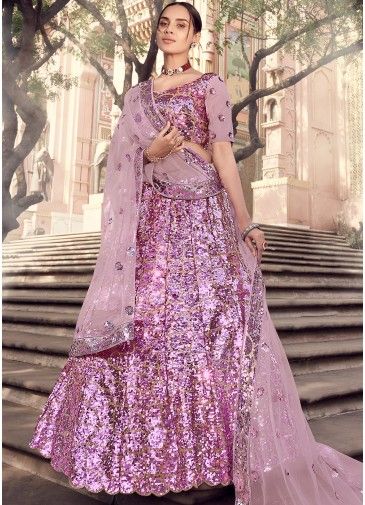 Purple Sequins Embellished Lehenga Choli