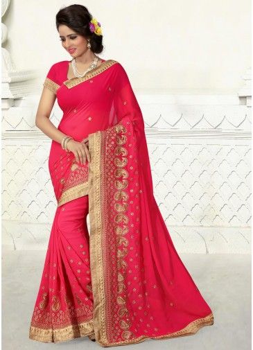 Pink Georgette Saree with Blouse