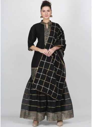 Readymade Black Gota Patti Embellished Gharara Suit