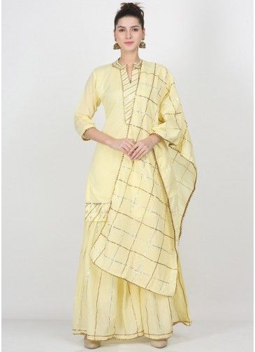 Yellow Gota Patti Laced Readymade Gharara Suit