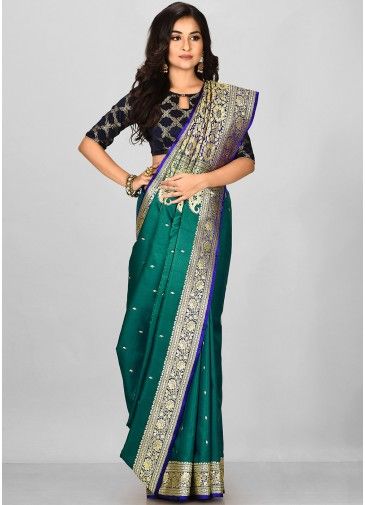 Green Banarasi Silk Festive Saree