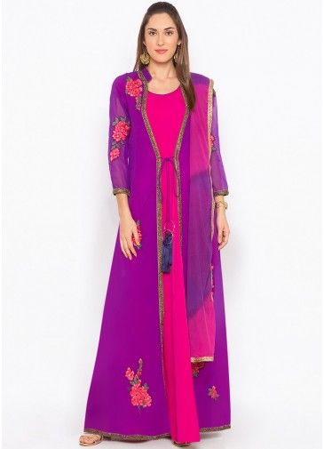 Readymade Pink & Purple Jacket Style Pant Suit