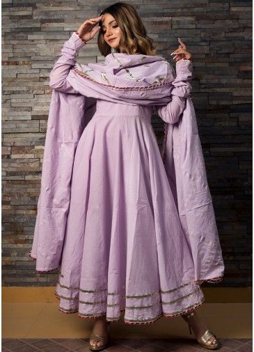 Readymade Purple Laced Anarkali Style Suit