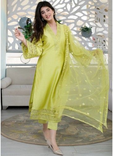 Readymade Green Embroidered Pant Suit