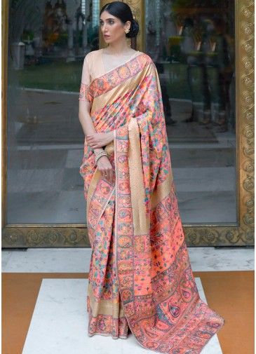 Beige Art Silk Saree With Heavy Woven Border