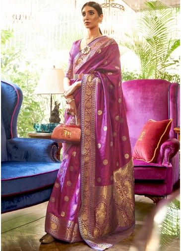 Purple Zari Woven Kanjivaram Silk Saree