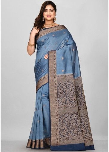 Banarasi Silk Blue Woven Saree