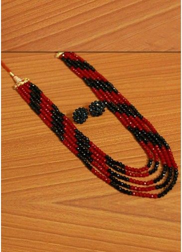 Black And Red Multi Layered Necklace Set