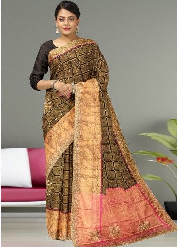 Kanjivaram Silk Black Saree In Woven Designs